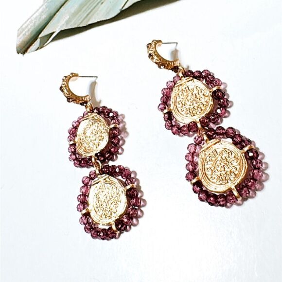 Coin drop earrings S672 - Picture 2 of 3